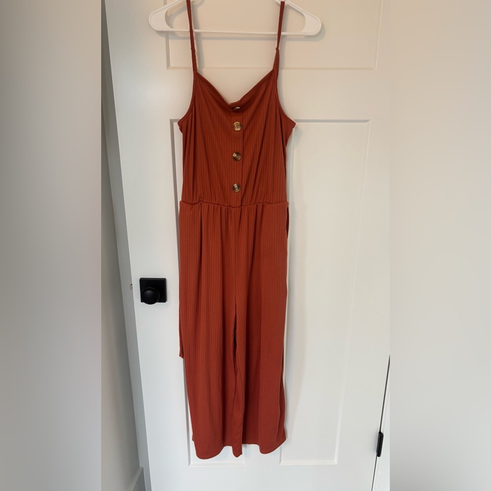 Eyecandy orange belted jumpsuit medium